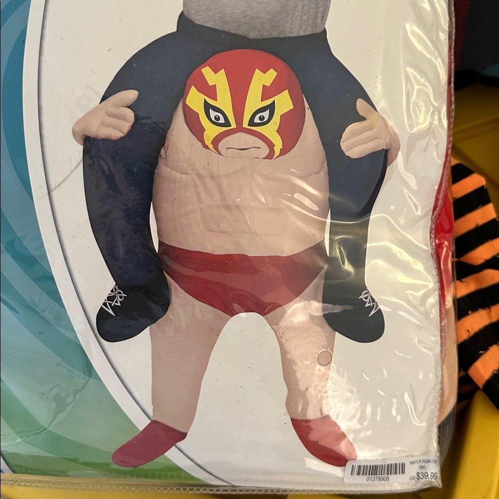 Spirit Wrestler Piggyback Costume with Red and Yellow Mask - Picture 2 of 2